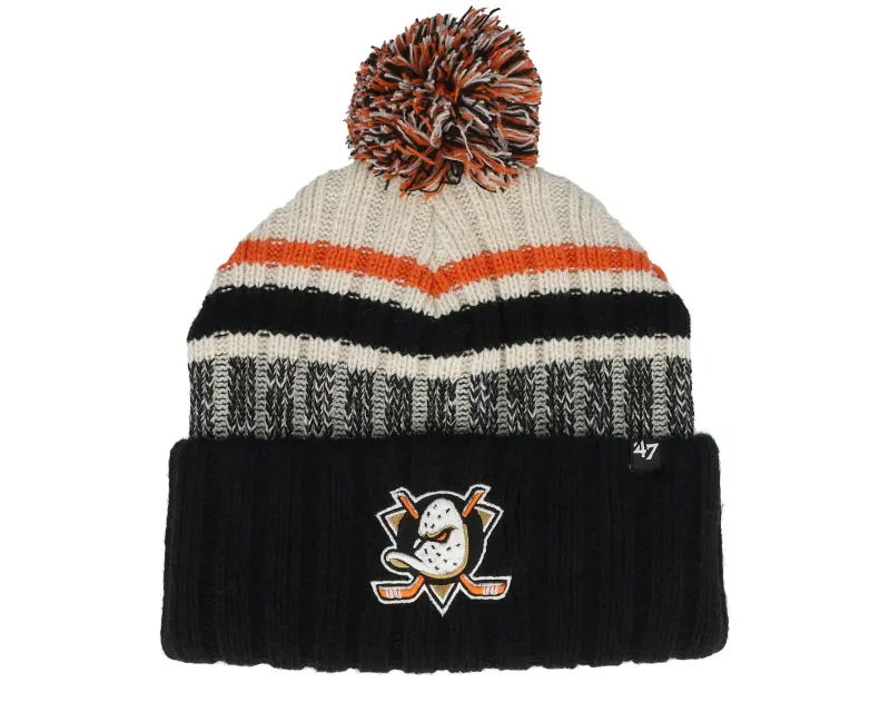 47 Brand Anaheim Ducks Long Range 47 Natural/Black/Orange Knit Pom online