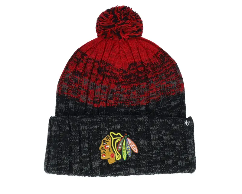 47 Brand Chicago Blackhawks Cascade 47 Cuff Beanie Black/Red Pom online