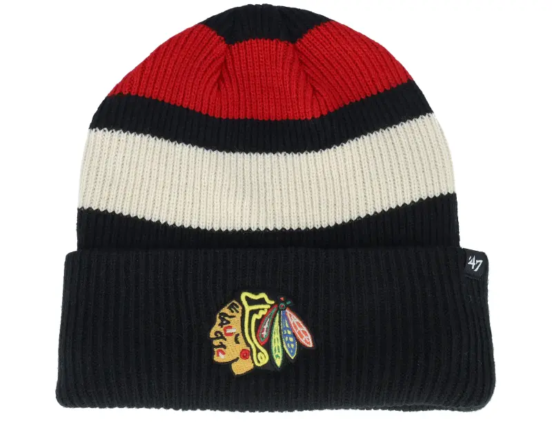 47 Brand Chicago Blackhawks Clubhouse Jennings Beanie Black/White/Red Cuff online
