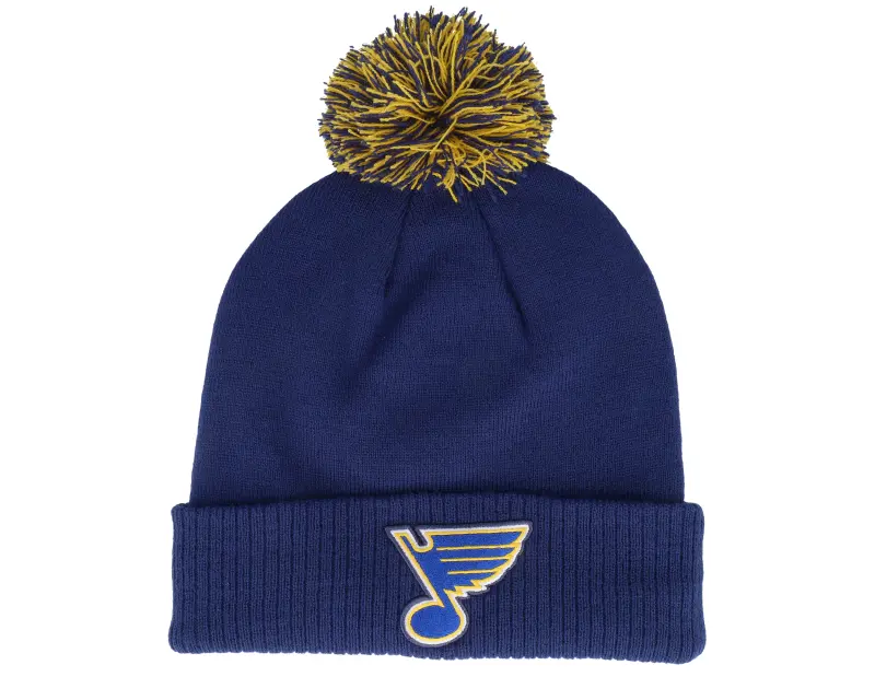 Adidas St. Louis Blues NHL Cuff Beanie Navy Blue Pom online