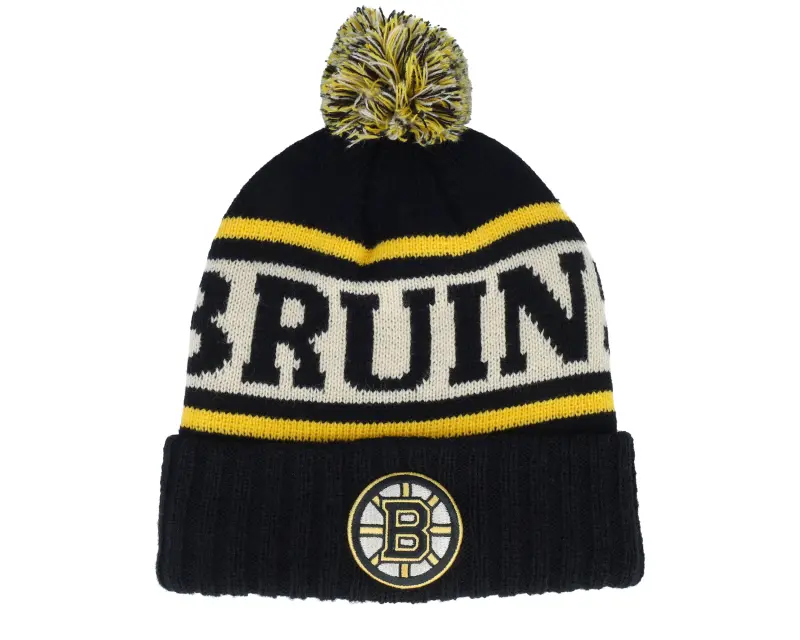 American Needle Boston Bruins Pillow Line Knit Black/Ivory/Gold Pom online