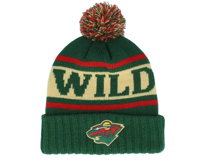 American Needle Minnesota Wild Pillow Line Knit Green/Cream/Red Pom online