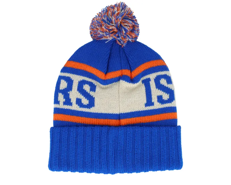 American Needle New York Islanders Pillow Line Knit Royal/Ivory/Orange Pom online