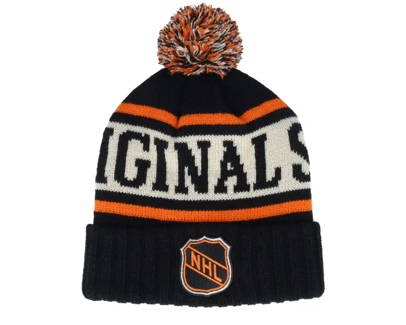 American Needle NHL Pillow Line Knit Black/Ivory/Orange Pom online