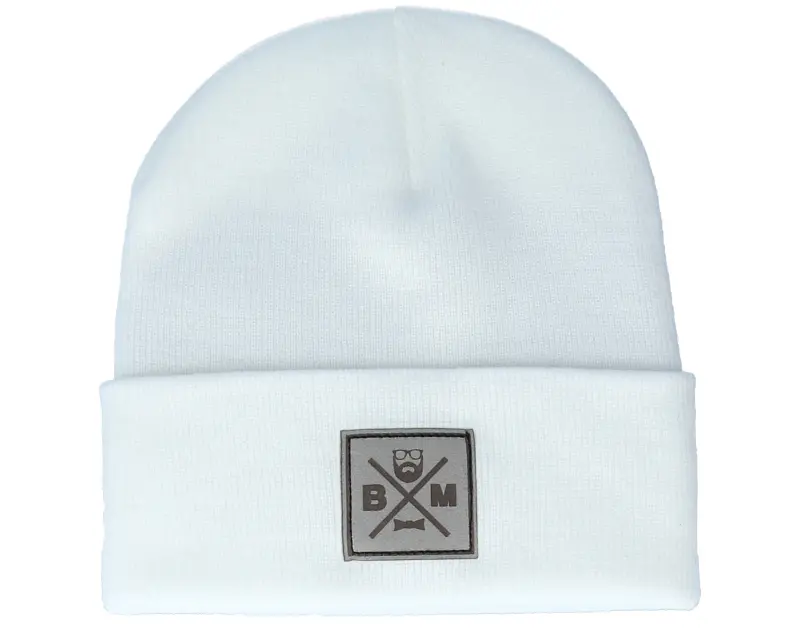 Bearded Man Bm Cross Patch White Beanie online