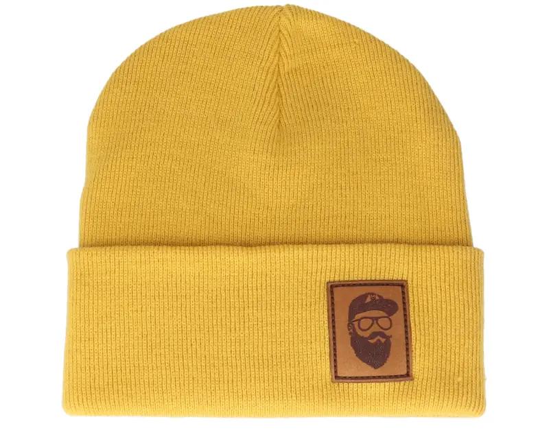 Bearded Man Cap Man Patch Mustard Beanie online