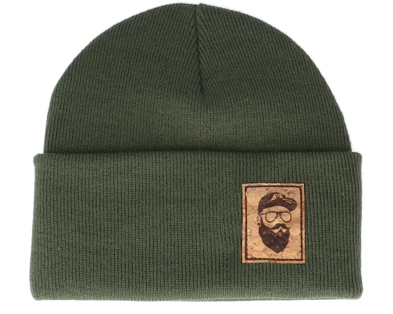 Bearded Man Cap Man Patch Olive Green Beanie online