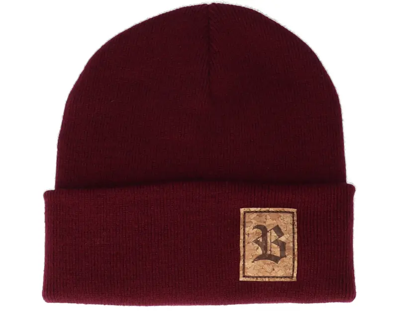 Bearded Man Old English B Patch Burgundy Beanie online