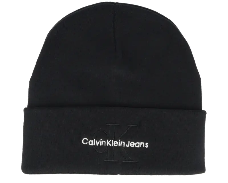 Calvin Klein Mono Logo Embro Beanie Black Cuff online
