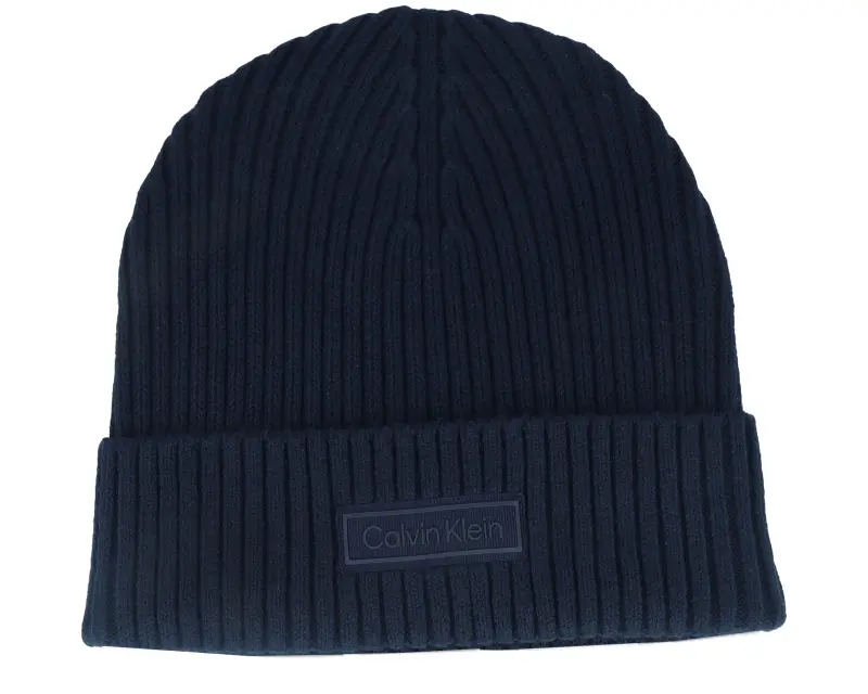 Calvin Klein Patch Chunky Rib Cotton Beanie Dark Sapphire Cuff online