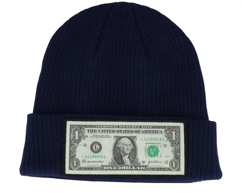 Calza Pennello Dollar Bill Navy Beanie Organic Cotton Cuff online