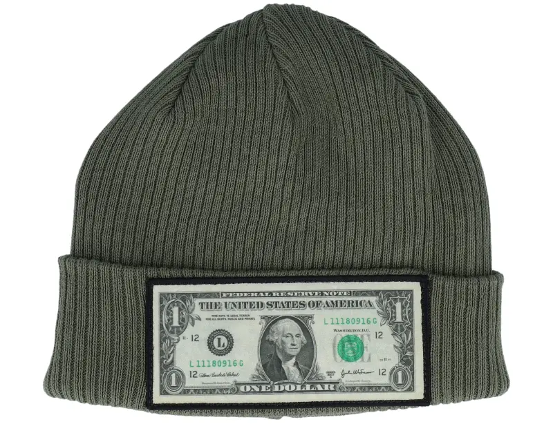 Calza Pennello Dollar Bill Olive Green Beanie Organic Cotton Cuff online