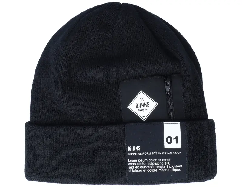 Djinns Basic Beanie Lorem Pocket Black Cuff online