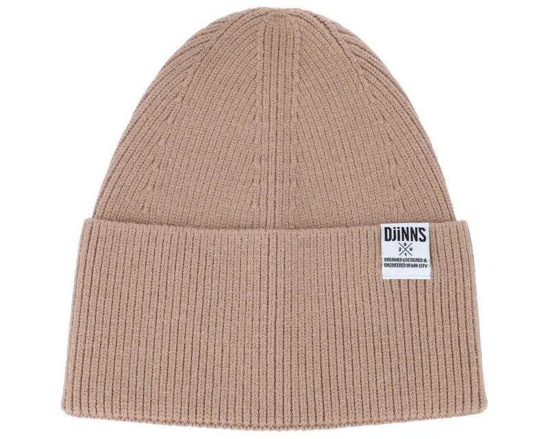 Djinns Basic Beanie Wooly Knit Beige Cuff online