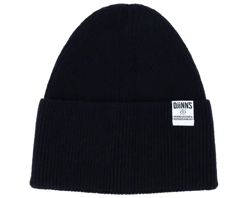 Djinns Basic Beanie Wooly Knit Black Cuff online