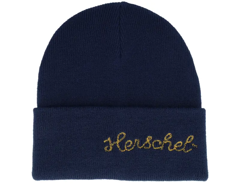 Herschel Elmer Chain Stitch Beanie Black Iris/Golden Yellow Cuff online