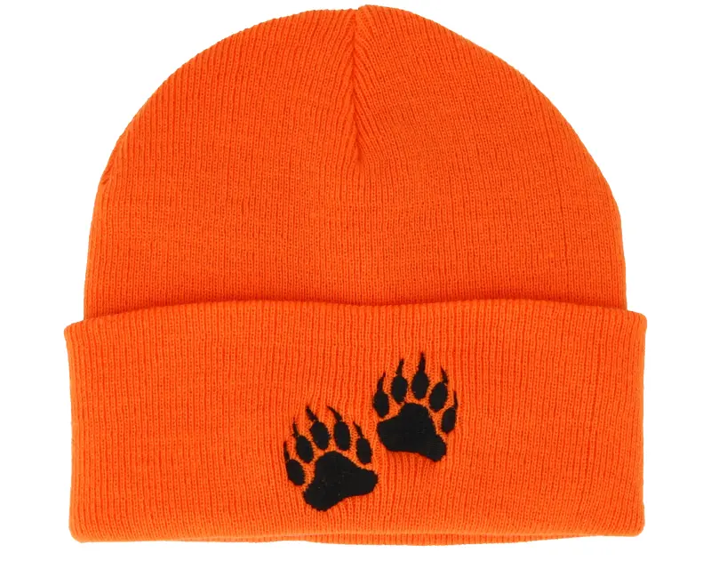 Hunter Bear Prints Orange Fold Beanie online