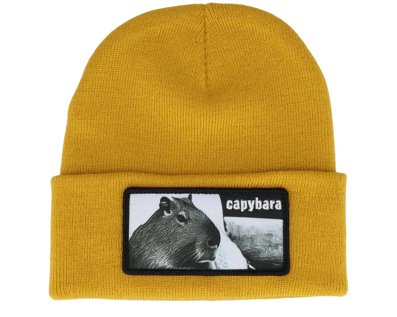 Iconic Capybara Sofa Beanie Mustard Cuff online