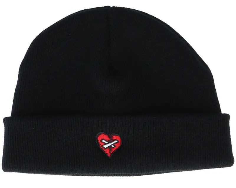 Iconic Tiny Broken Mended Heart Black Short Beanie online