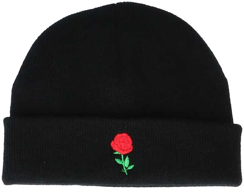 Iconic Tiny Red Rose Black Short Beanie online