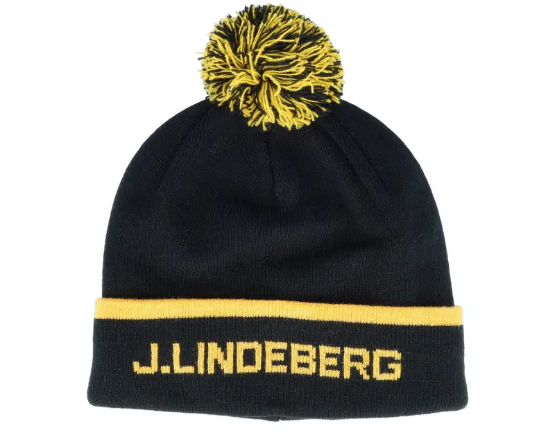 J.Lindeberg Stripe Beanie Black Pom online