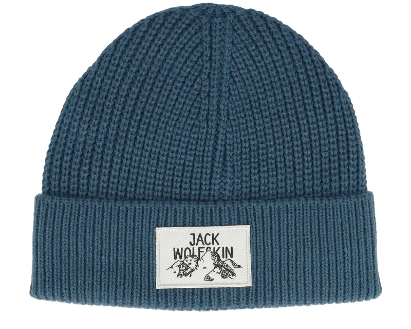 Jack Wolfskin Badge Beanie Aluminium Blue Cuff online