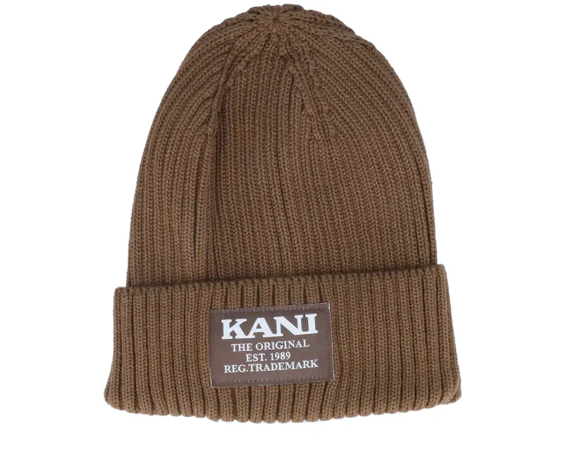 Karl Kani Woven Retro Classic Beanie Brown Cuff online