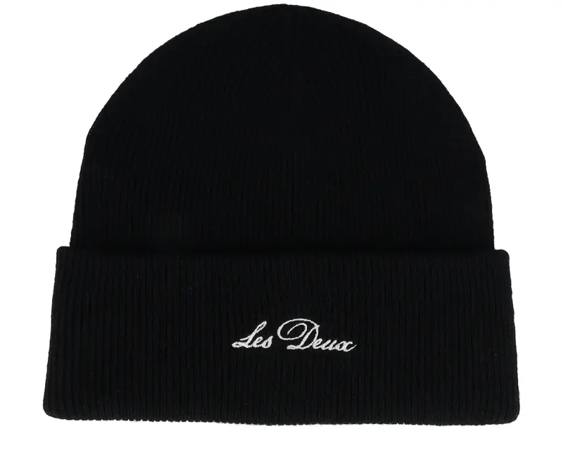 Les Deux Wayne Embroidered Beanie Black Cuff online