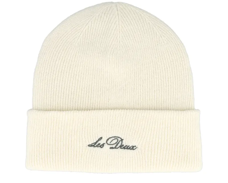 Les Deux Wayne Embroidered Beanie Ivory Cuff online