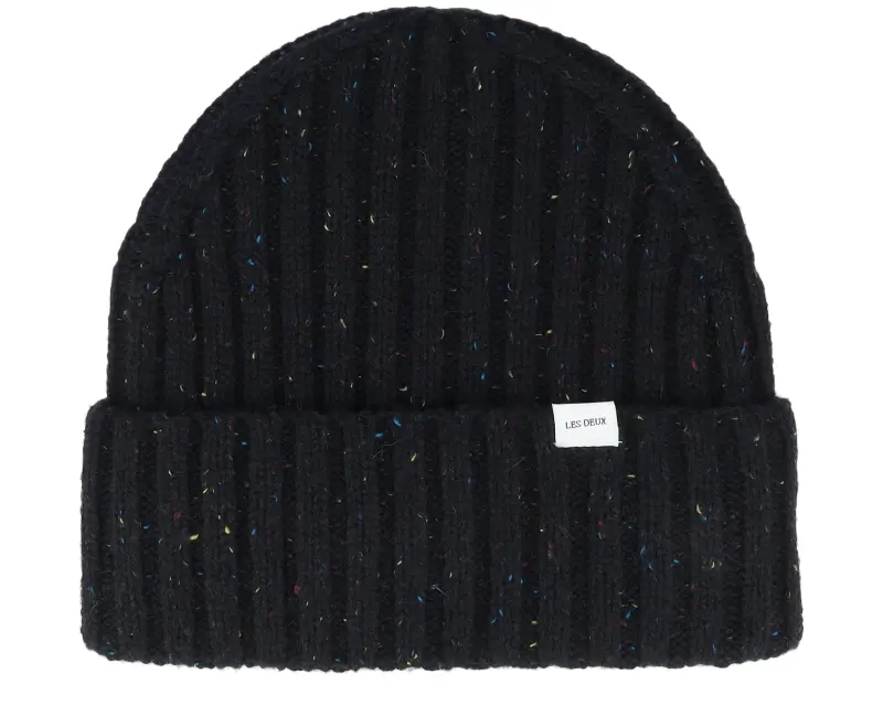 Les Deux Wells Fleck Rib Beanie Black Cuff online