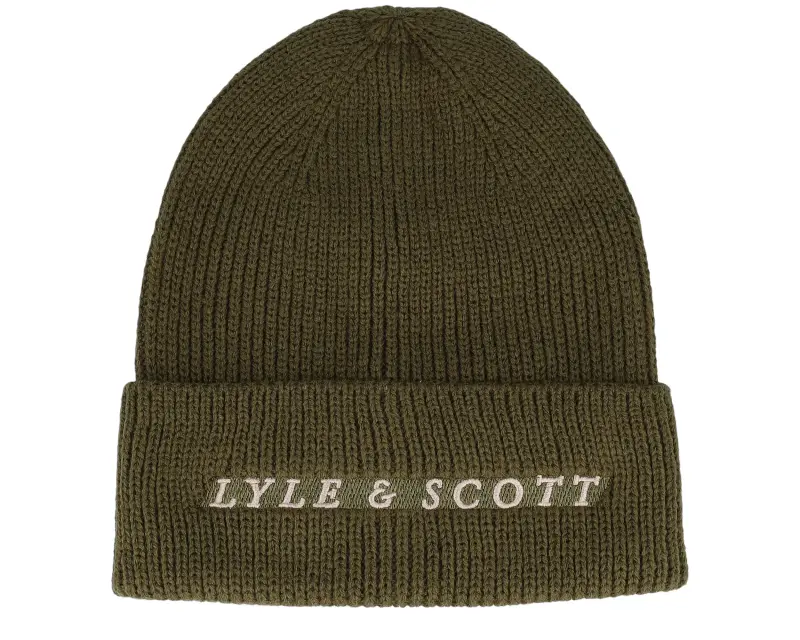 Lyle & Scott Ribbed Beanie Olive Cuff online