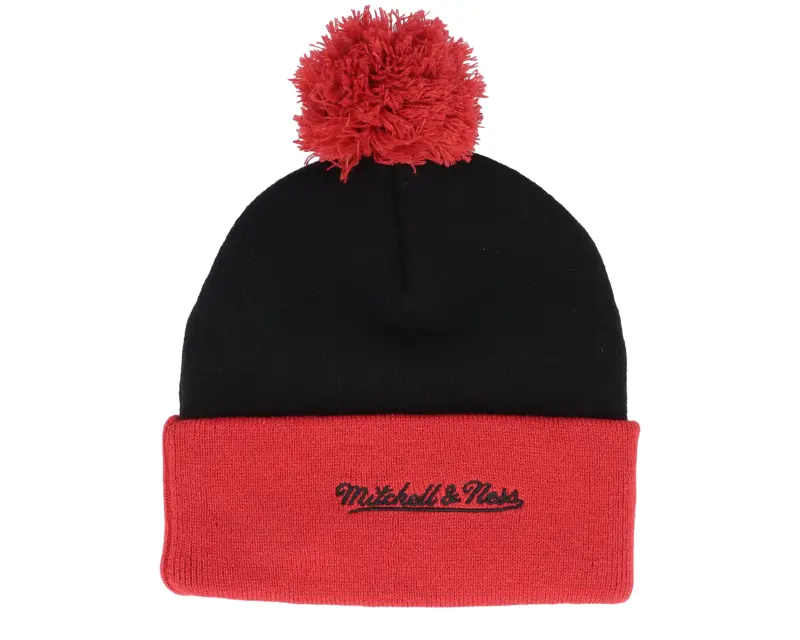 Mitchell & Ness Chicago Bulls Two Tone Pom Beanie Black/Red Pom online