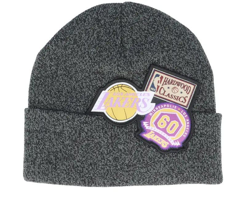Mitchell & Ness Los Angeles Lakers XL Logo Patch Knit Heather Black Cuff online