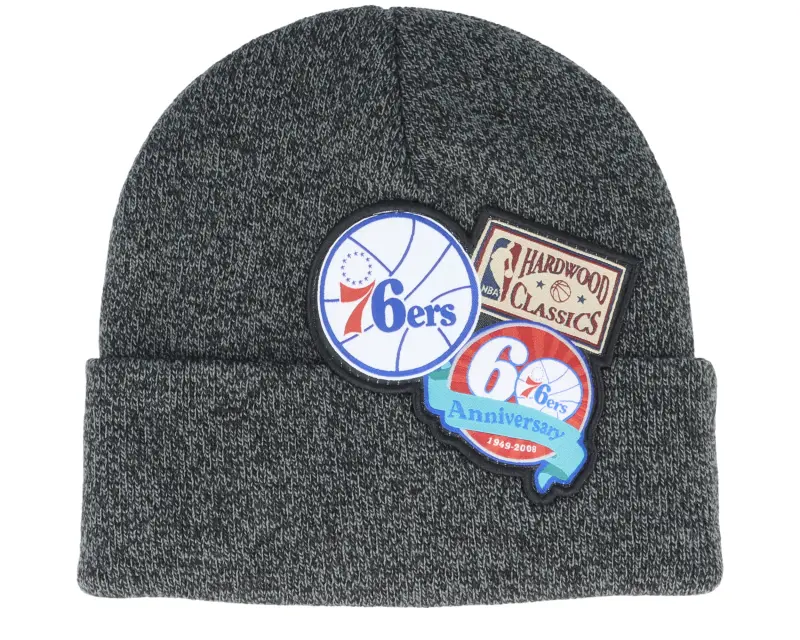 Mitchell & Ness Philadelphia 76ers XL Logo Patch Knit Heather Black Cuff online