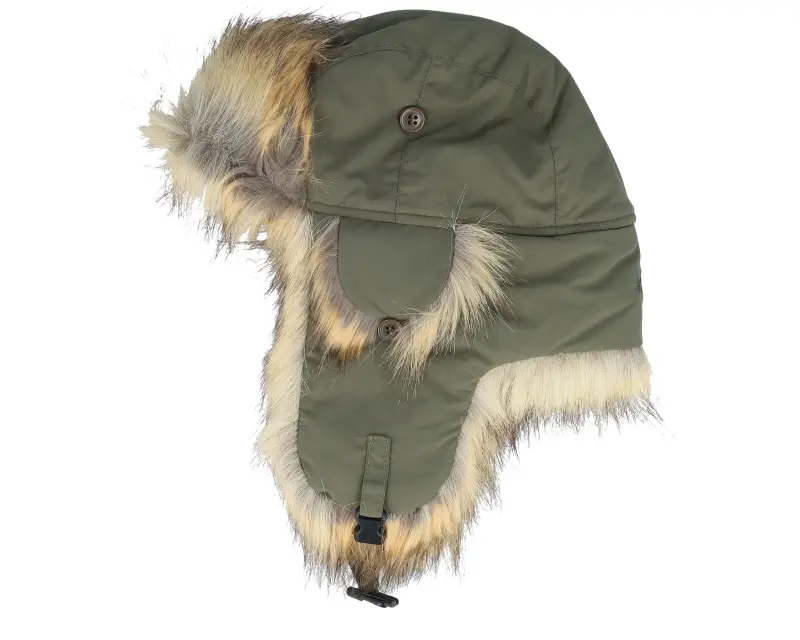 MJM Hats Recycled Taslan/Faux Fur Army/Natural Trapper online