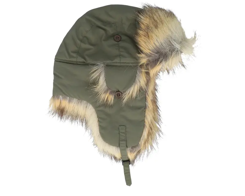 MJM Hats Recycled Taslan/Faux Fur Army/Natural Trapper online