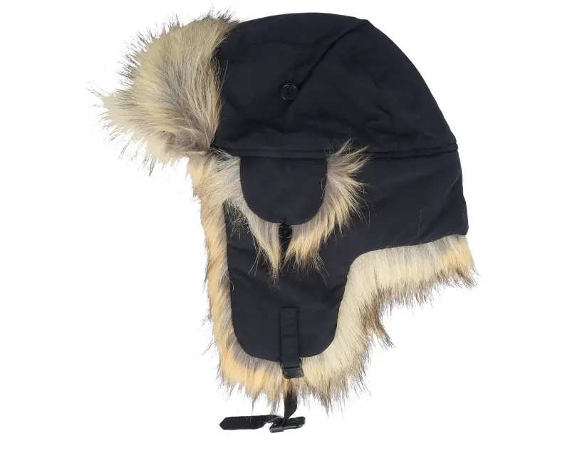 MJM Hats Recycled Taslan/Faux Fur Black/Natural Trapper online