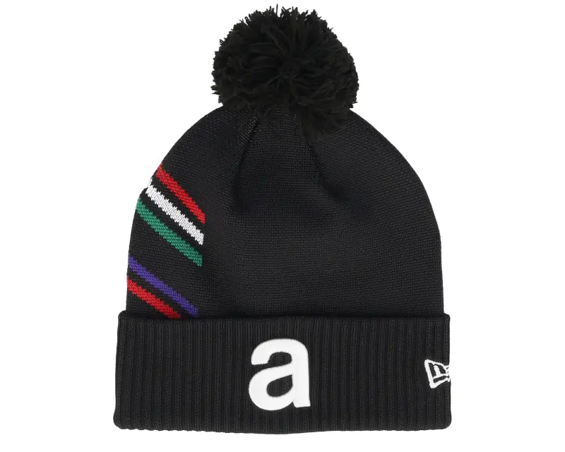 New Era Aprilia Side Stripe Cuff Beanie Black Pom online