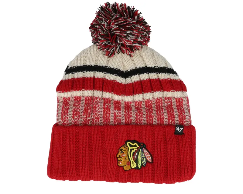 New Era Chicago Blackhawks Long Range 47 Knit Red/Natural Pom online