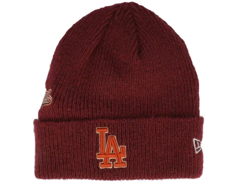 New Era Los Angeles Dodgers World Series Patch Beanie Red Cuff online