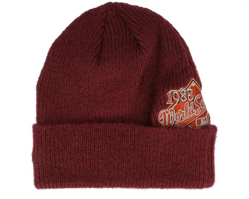 New Era Los Angeles Dodgers World Series Patch Beanie Red Cuff online