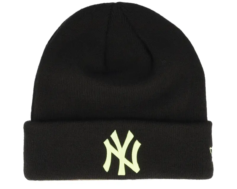 New Era New York Yankees League Essential Beanie Black/Light Neaon Green Cuff online