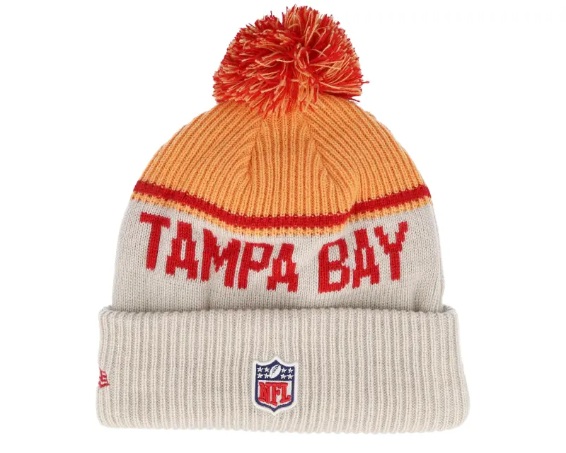 New Era Tampa Bay Buccaneers NFL24 Sideline His Sportknit Stone/Orange Pom online
