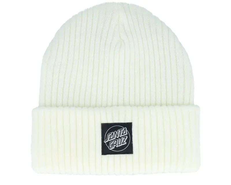 Santa Cruz Opus Dot Label Beanie Unbleached Cotton White Cuff online