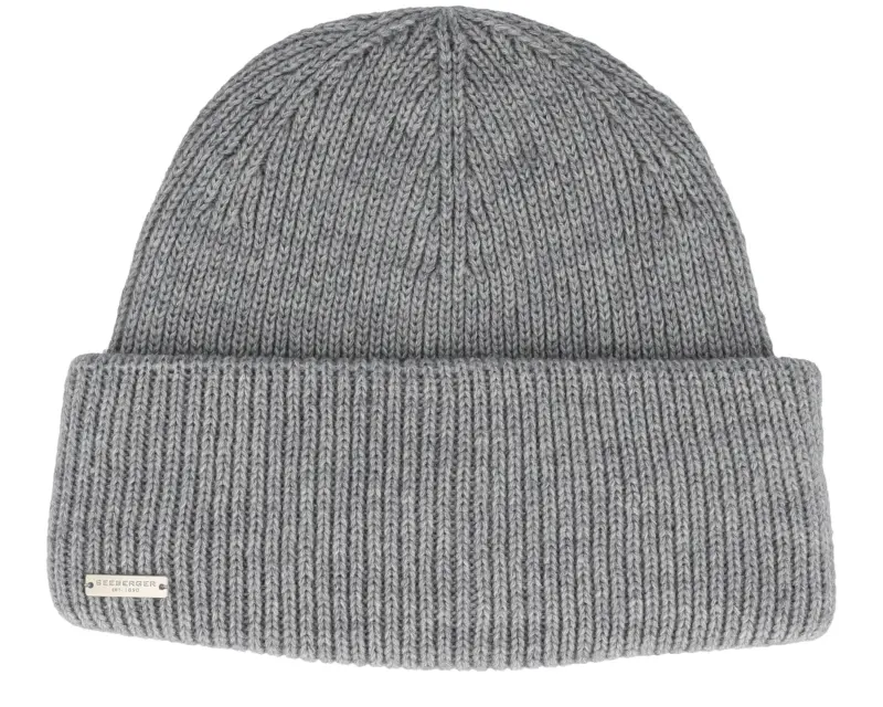 Seeberger Knit Beanie With Turn-up Smoke Gray Cuff online