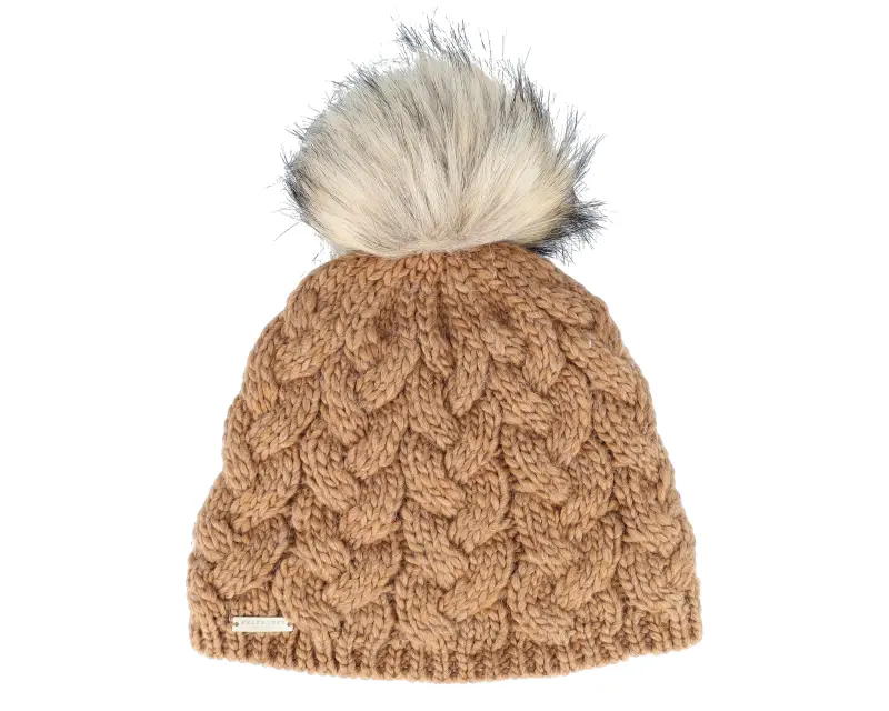 Seeberger Knit In Cable Pattern Nutmeg Brown Pom online