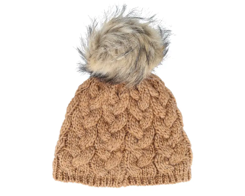 Seeberger Knit In Cable Pattern Nutmeg Brown Pom online