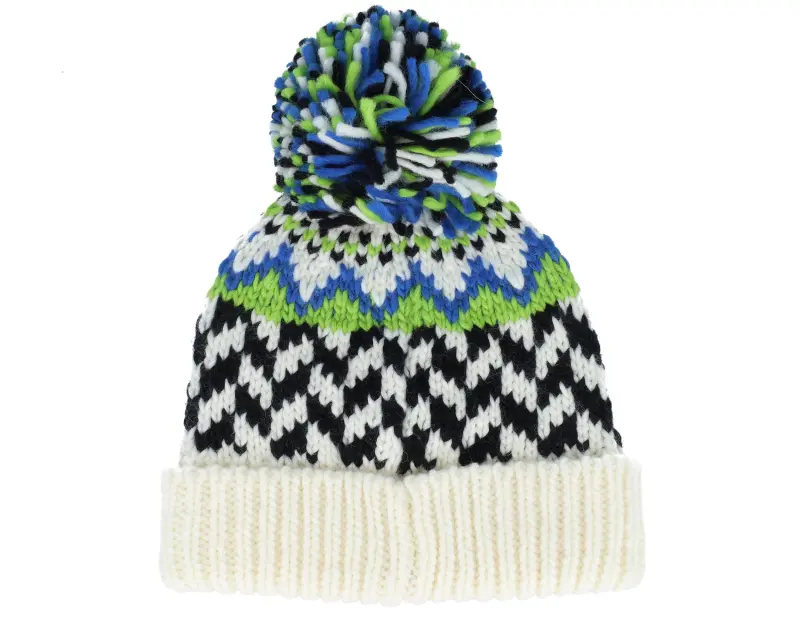 Seeberger Knitted Beanie White/Black/Green/Blue Pom online