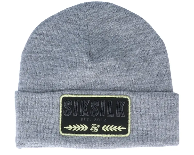 SikSilk Patch Beanie Grey Marl Cuff online