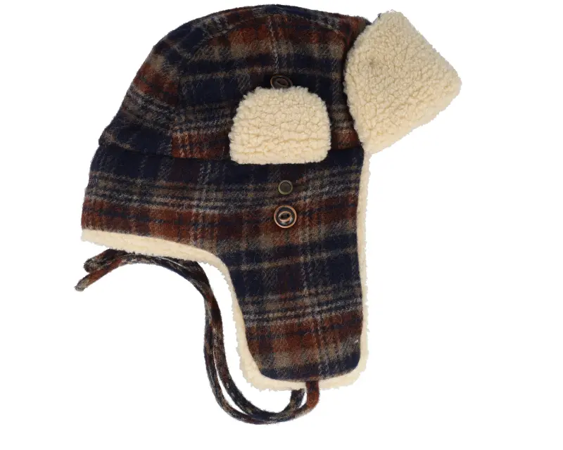 Stetson Bomber Wool Check Navy/Beige/Burned Orange Trapper online